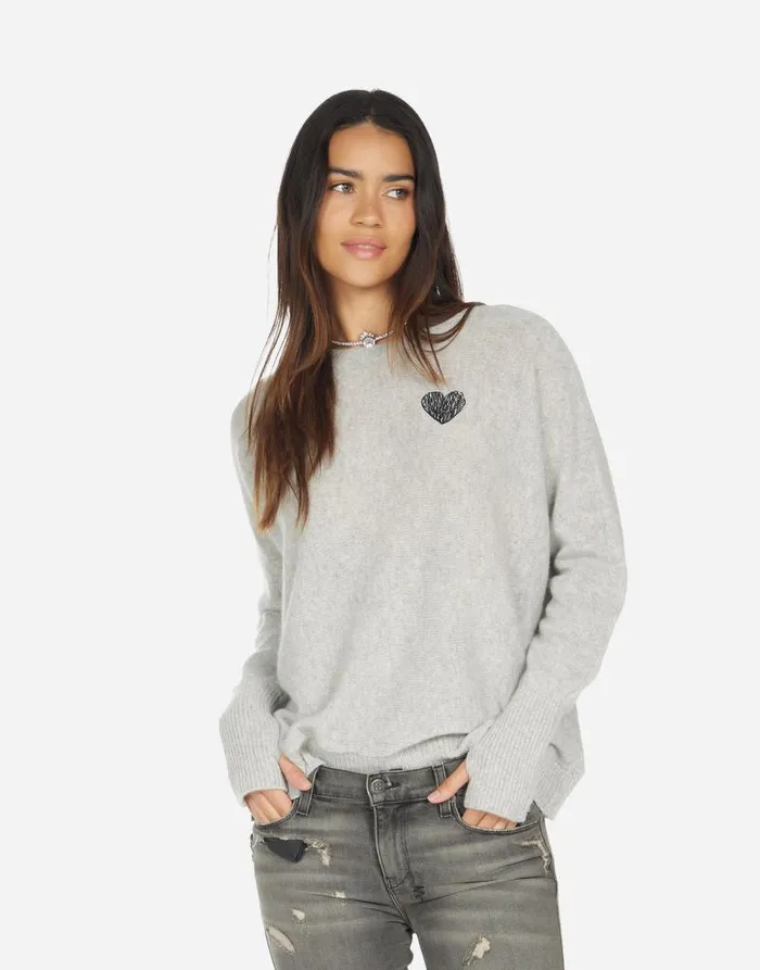 Ladona Positive Happyface Heather Grey Women Lauren Moshi Sweaters and Knits