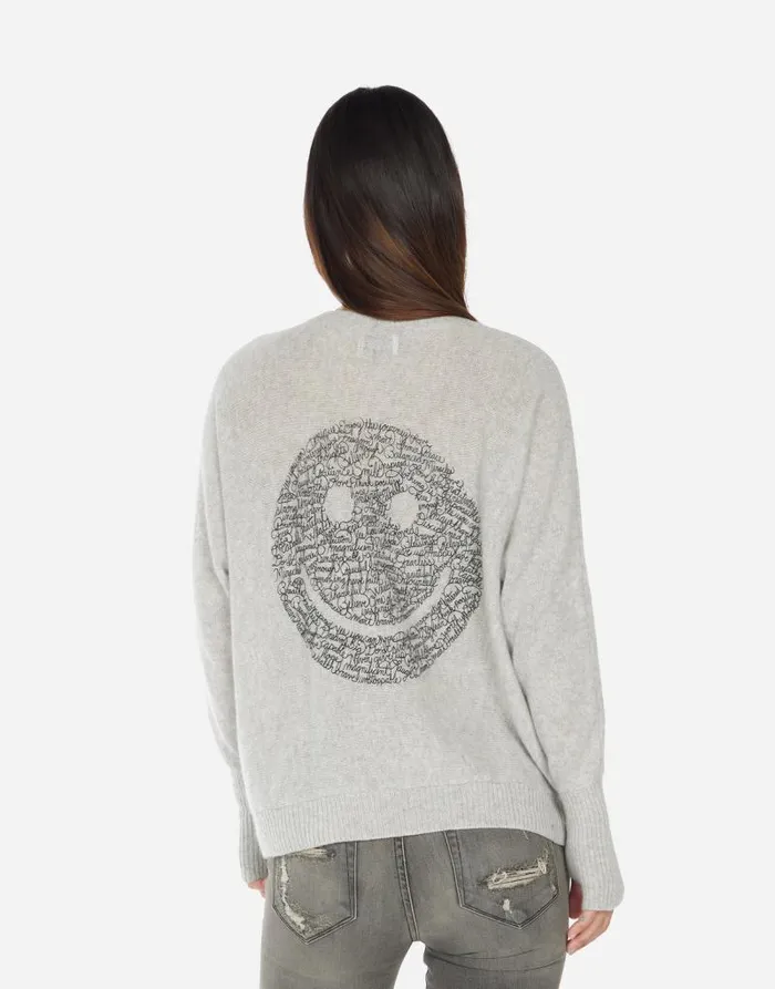 Ladona Positive Happyface Heather Grey Women Lauren Moshi Sweaters and Knits