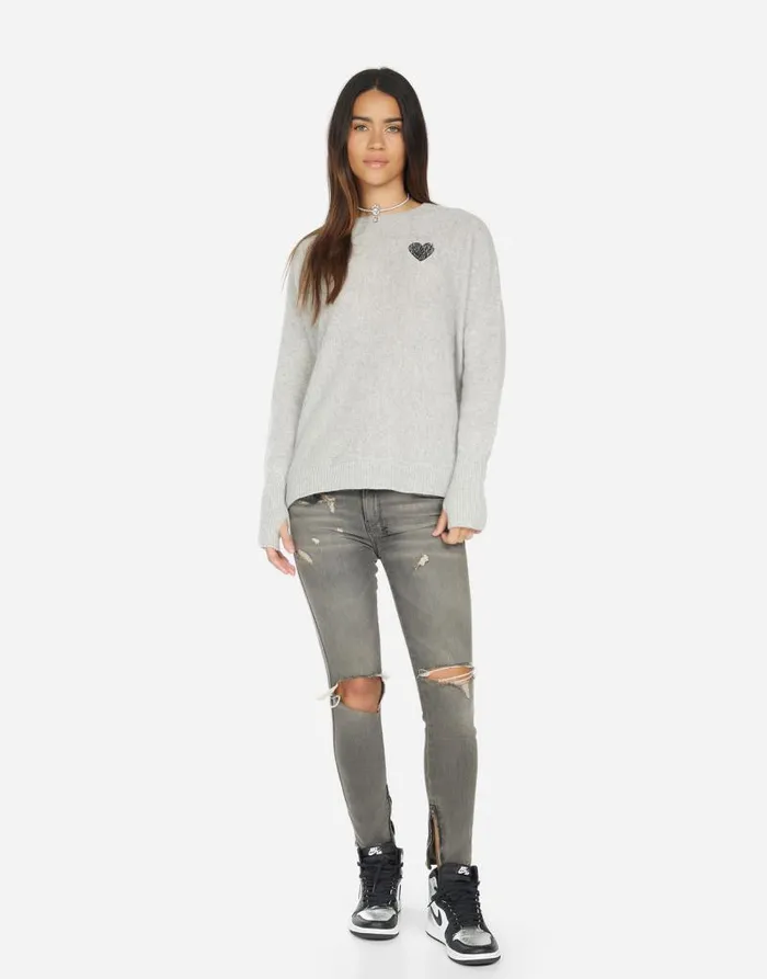 Ladona Positive Happyface Heather Grey Women Lauren Moshi Sweaters and Knits