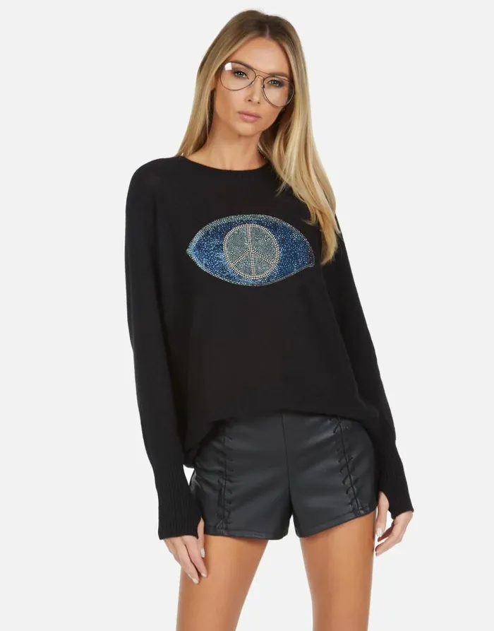 Ladona X Crystal Peace Evil Eye Black Women Lauren Moshi Sweaters and Knits