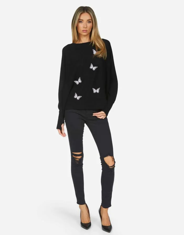 Ladona X Optimist Butterflies Black Women Lauren Moshi Long Sleeve