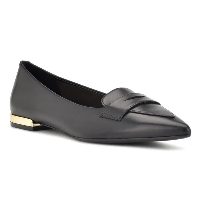 Lallin Pointy Toe Loafers Black Leather Women Nine West Flats Lallin Pointy Toe Loafers Black Leather Women Nine West Flats