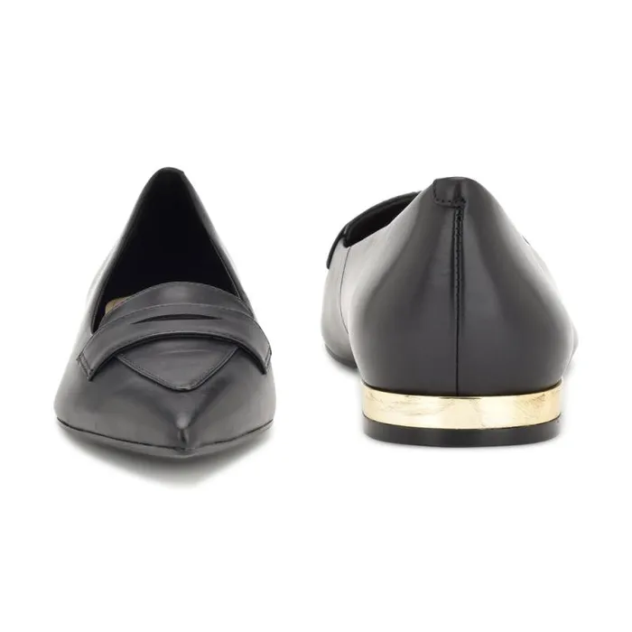Lallin Pointy Toe Loafers Black Leather Women Nine West Flats Lallin Pointy Toe Loafers Black Leather Women Nine West Flats