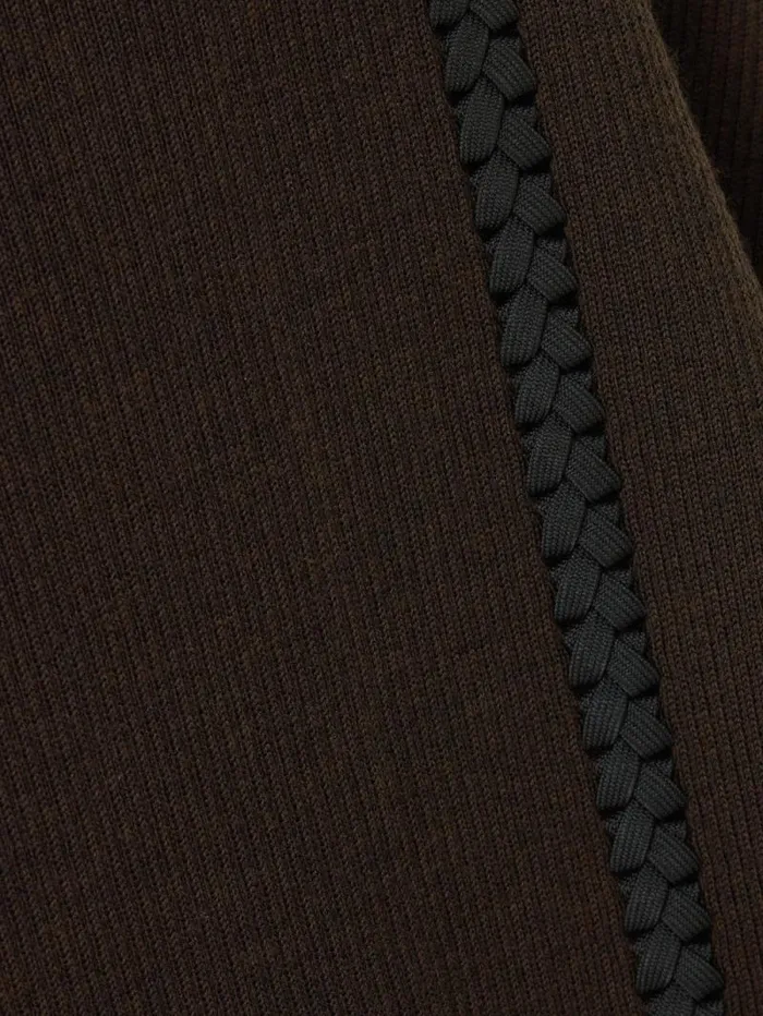 Lattice Trim Knitted Dress Brown Women Jigsaw Dresses and Jumpsuits