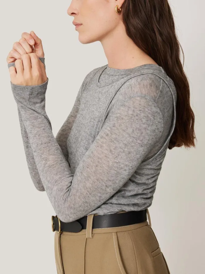 Layered 2in1 Top Grey Women Jigsaw Shirts and Tops