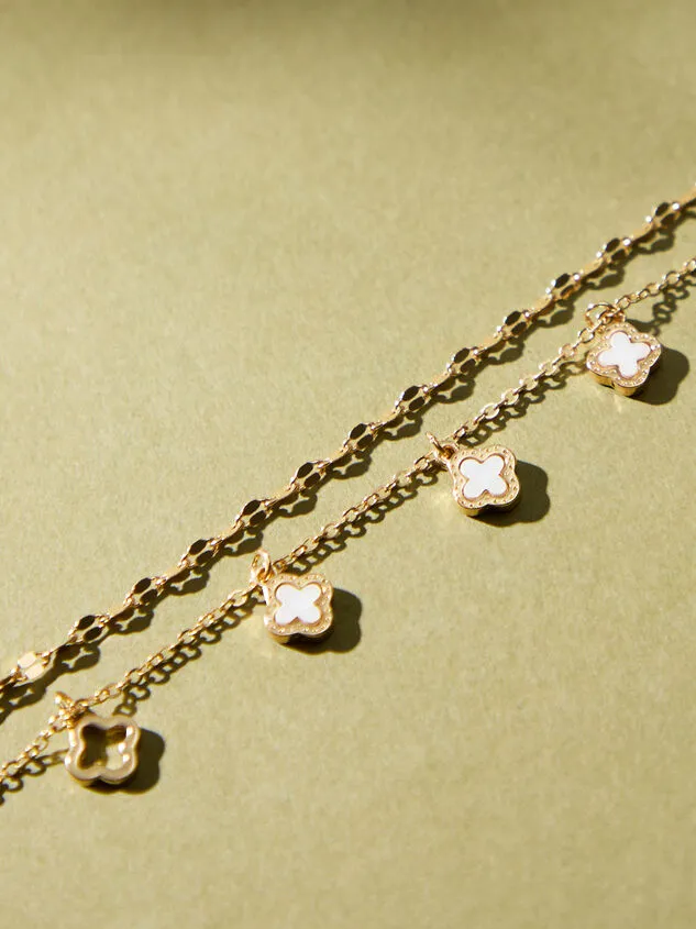 Layered Clover Charm Bracelet Gold Women Altar039d State Bracelets