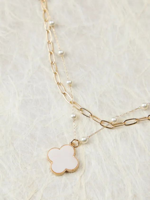Layered Gold Clover Necklace Goldpearl Women Altar039d State Necklaces Layered Gold Clover Necklace Goldpearl Women Altar039d State Necklaces