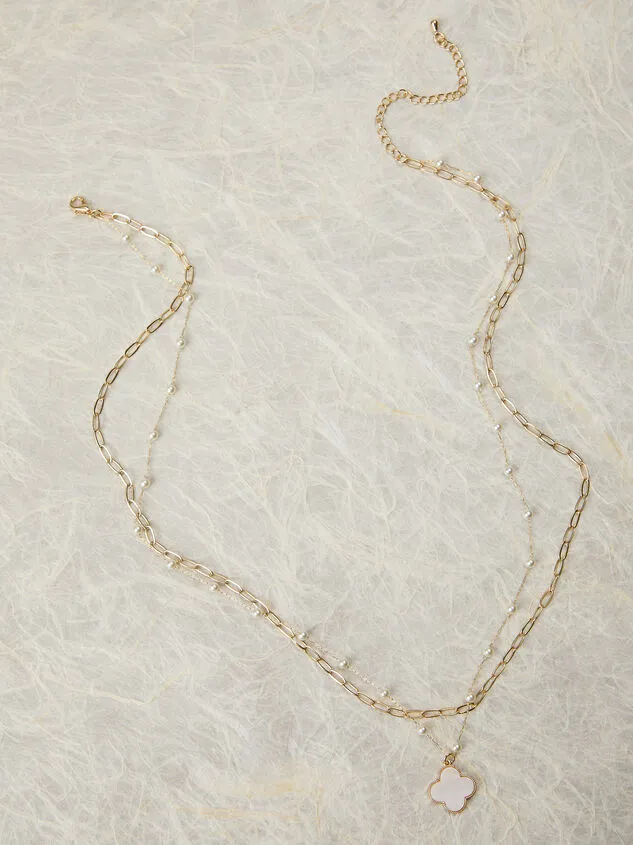 Layered Gold Clover Necklace Goldpearl Women Altar039d State Necklaces Layered Gold Clover Necklace Goldpearl Women Altar039d State Necklaces
