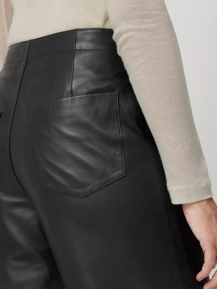 Leather Barrel Leg Trouser Black Women Jigsaw Leather