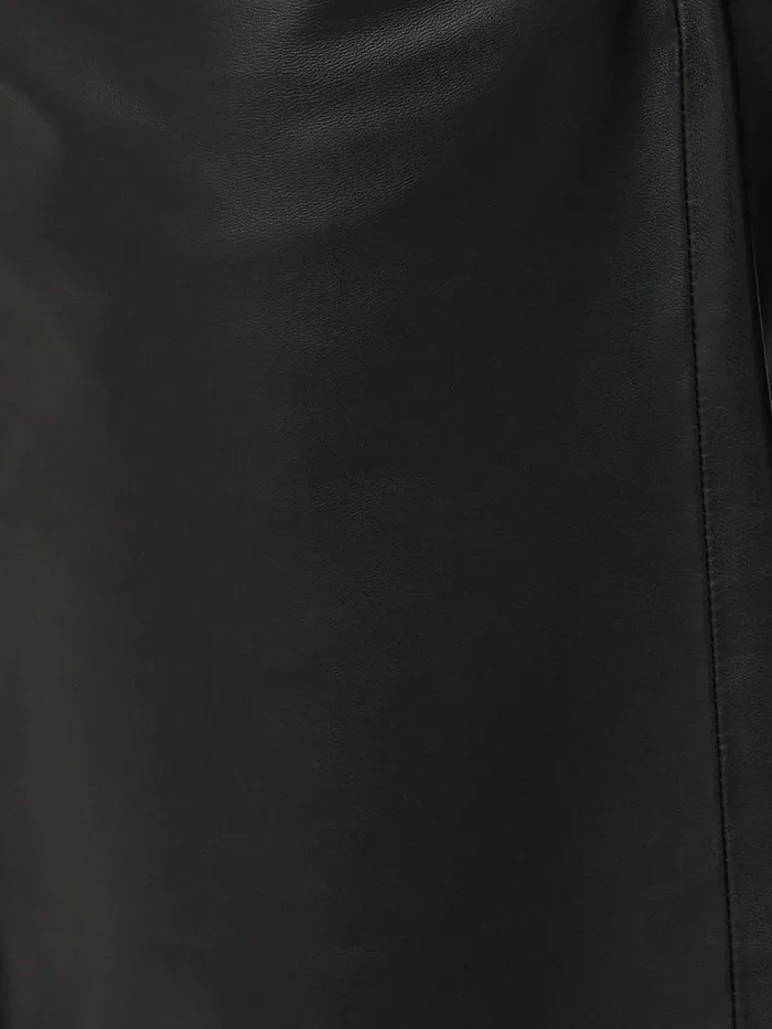 Leather Barrel Leg Trouser Black Women Jigsaw Leather