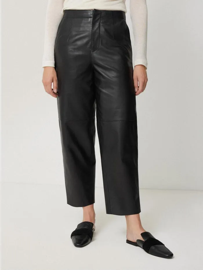 Leather Barrel Leg Trouser Black Women Jigsaw Party