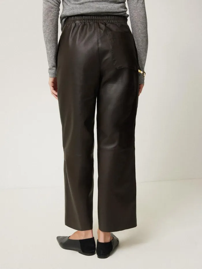 Leather Flat Front Trouser Dark Olive Women Jigsaw Coords