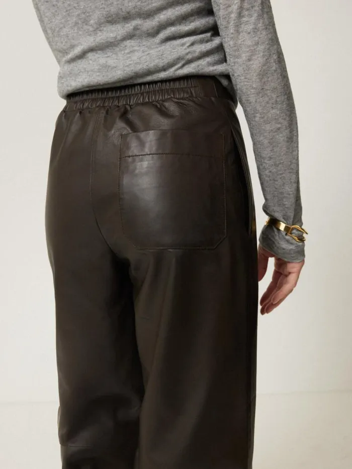 Leather Flat Front Trouser Dark Olive Women Jigsaw Coords
