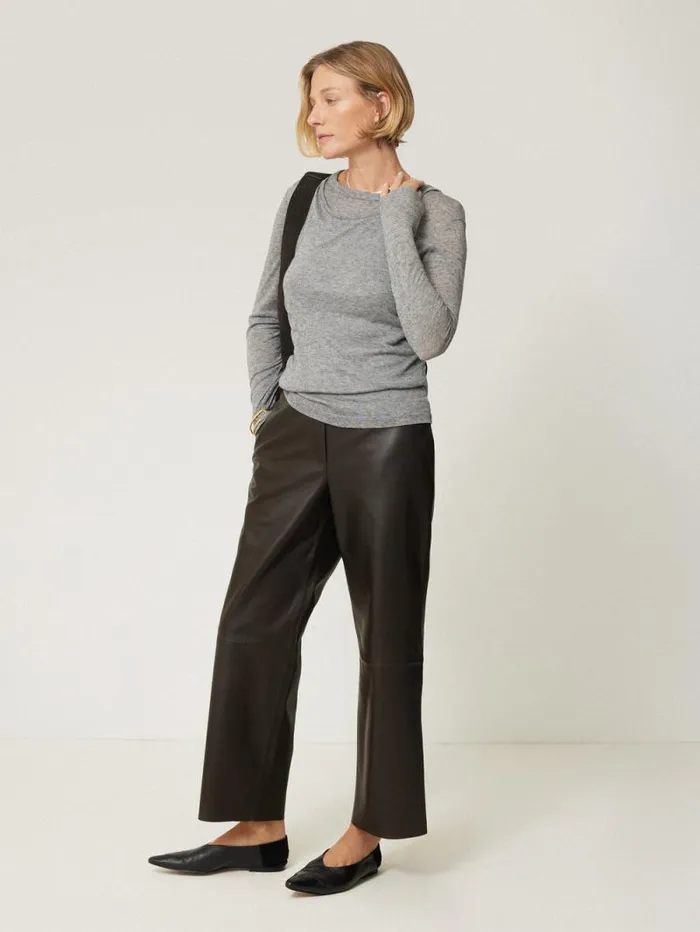 Leather Flat Front Trouser Dark Olive Women Jigsaw Coords