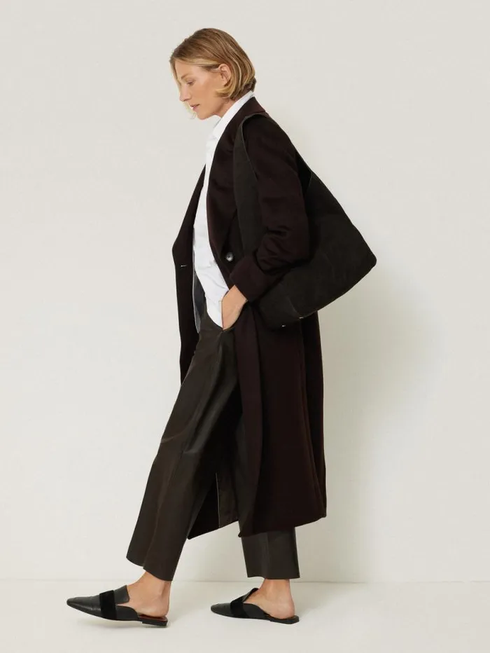 Leather Flat Front Trouser Dark Olive Women Jigsaw Coords