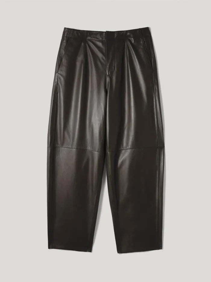Leather Flat Front Trouser Dark Olive Women Jigsaw Coords