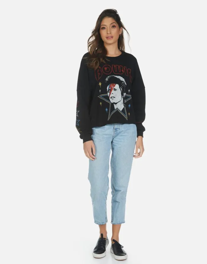 Lee Bowie 1973 Tour Black Women Lauren Moshi Long Sleeve