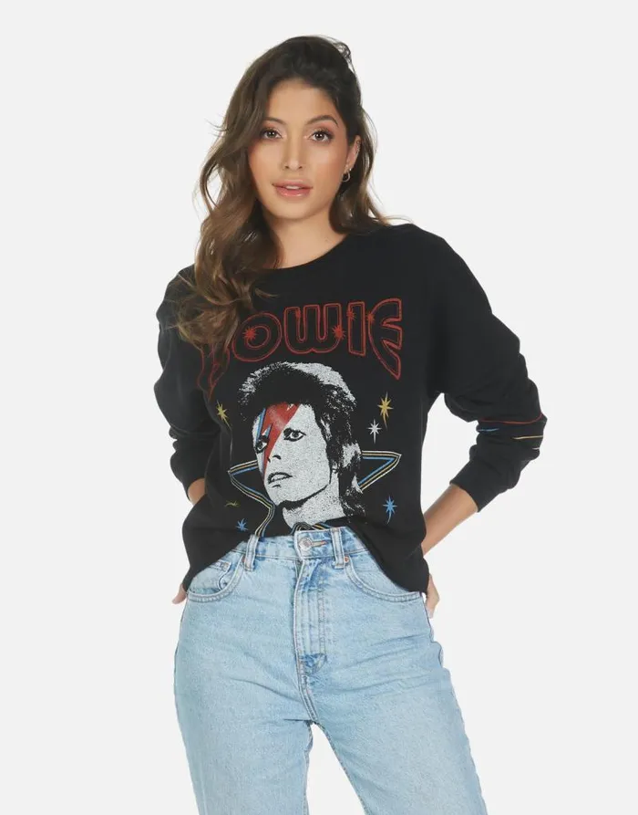 Lee Bowie 1973 Tour Black Women Lauren Moshi Long Sleeve