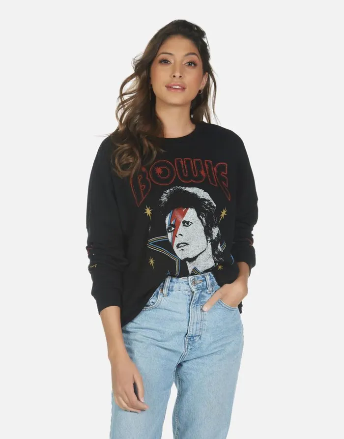 Lee Bowie 1973 Tour Black Women Lauren Moshi Long Sleeve