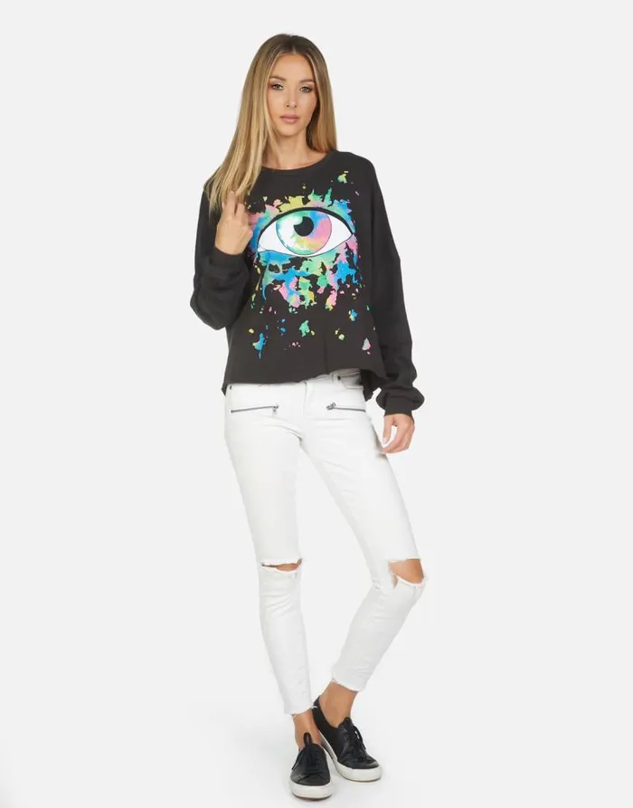 Lee Watercolor Eye Onyx Women Lauren Moshi Long Sleeve