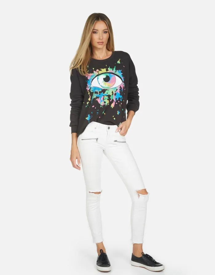 Lee Watercolor Eye Onyx Women Lauren Moshi Long Sleeve