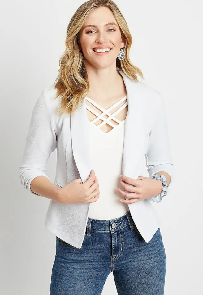 Light Blue Open Front Blazer Women Maurices Tops