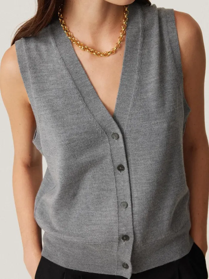 Lightweight Merino Waistcoat Grey Women Jigsaw Knitwear and Cashmere