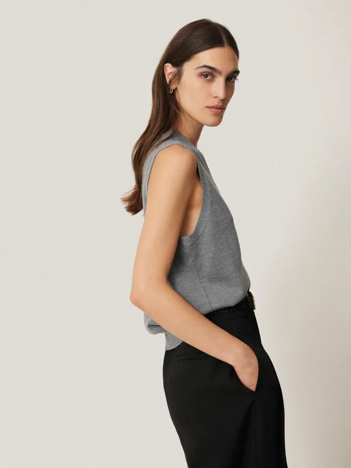 Lightweight Merino Waistcoat Grey Women Jigsaw Knitwear and Cashmere