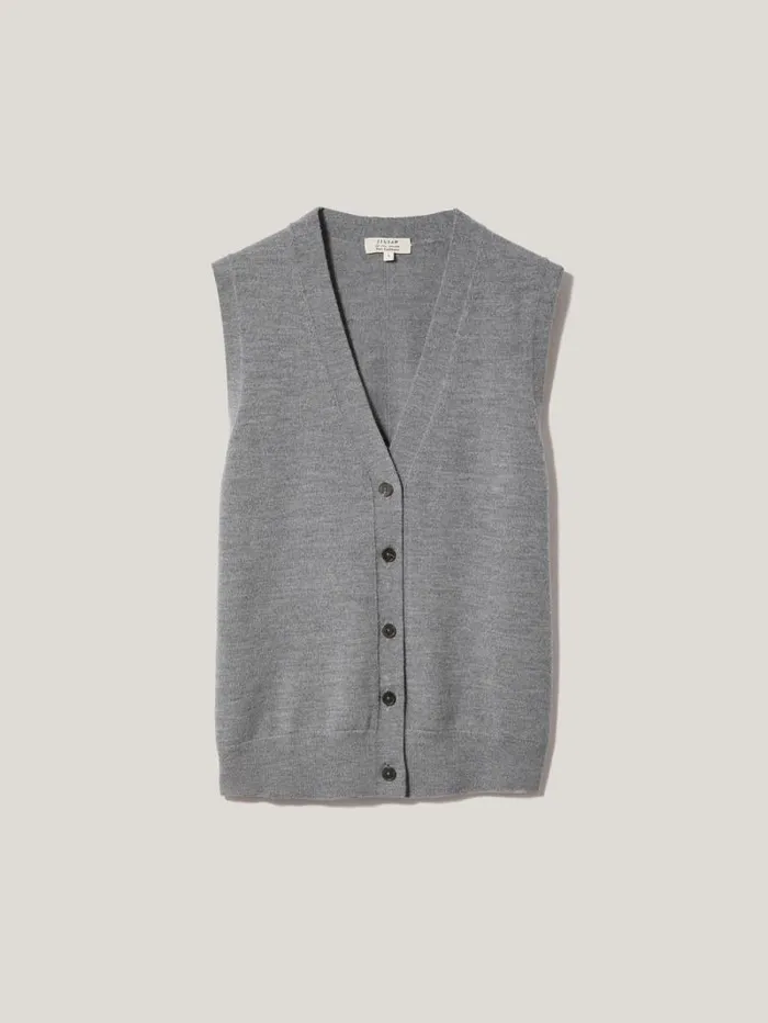 Lightweight Merino Waistcoat Grey Women Jigsaw Knitwear and Cashmere