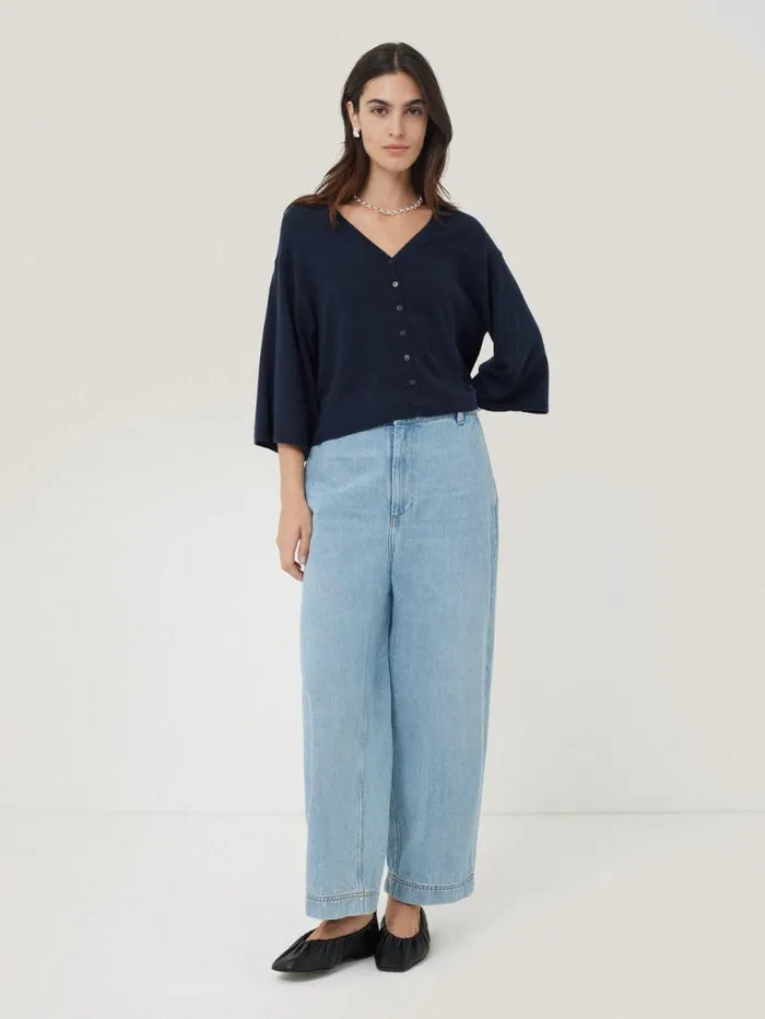 Lightweight V Neck Cardigan Navy Women Jigsaw Knitwear and Cashmere