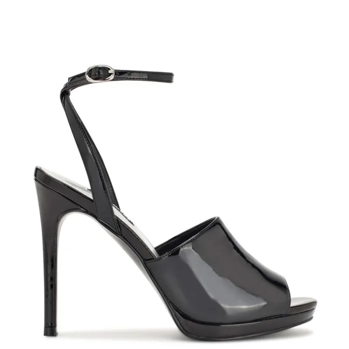 Limbery Anke Strap Sandals Black Patent Women Nine West Sandals