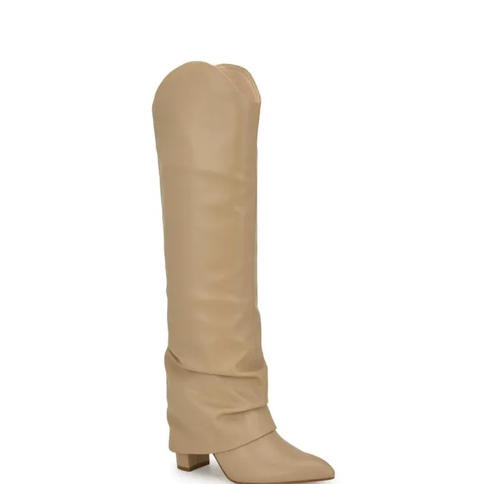 Lindey Foldover Dress Boots Light Natural Women Nine West Boots and Booties