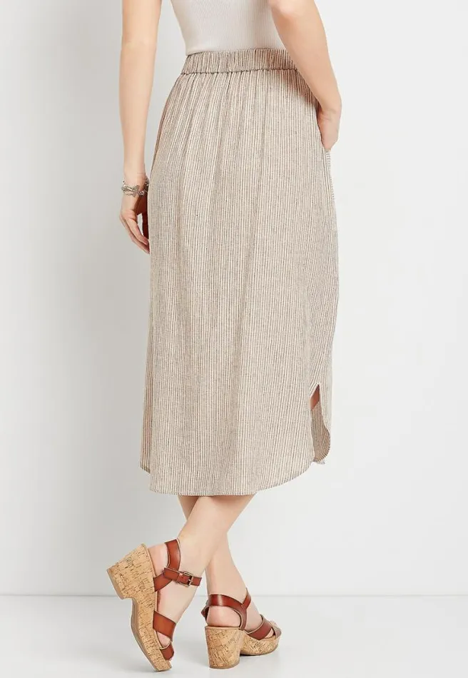 Linen Button Front Midi Skirt Women Maurices Bottoms