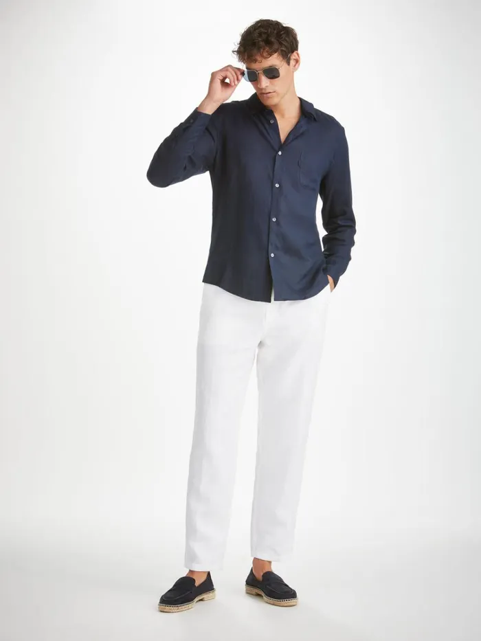 Linen Pants Men Derek Rose Pants Sydney Linen White