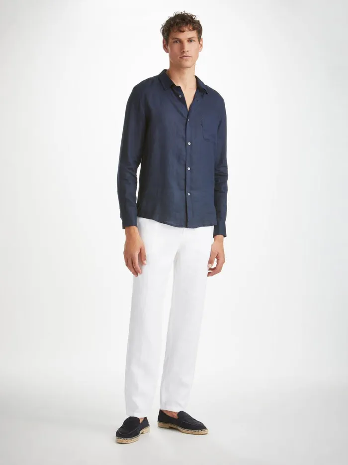 Linen Pants Men Derek Rose Pants Sydney Linen White