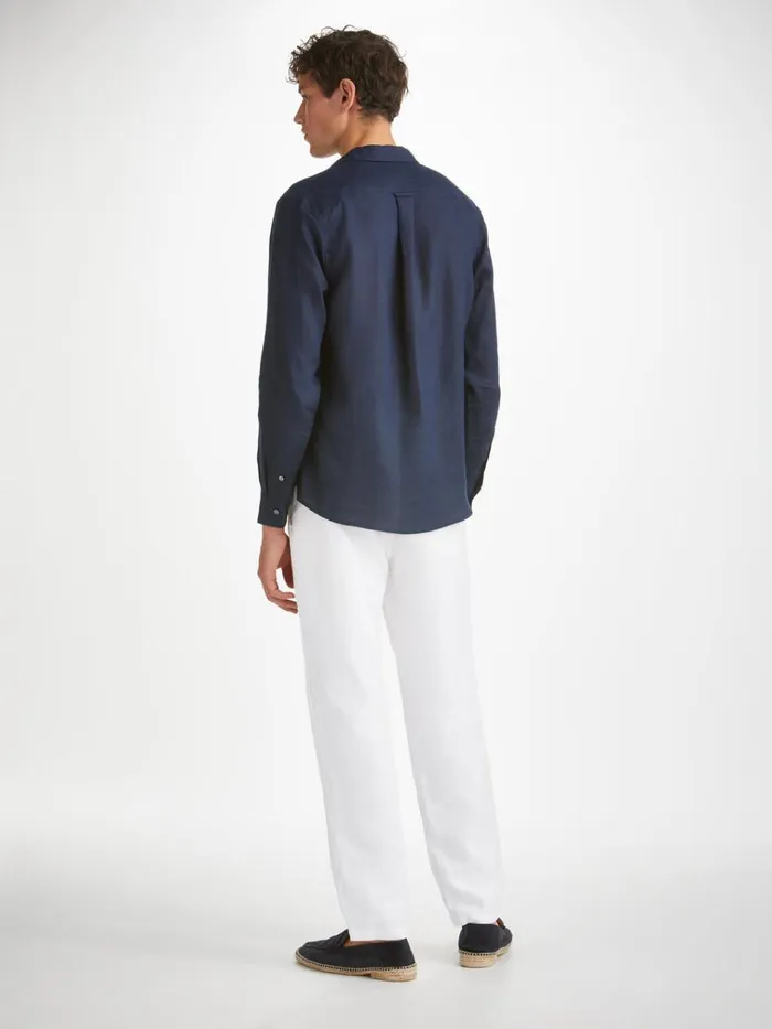 Linen Pants Men Derek Rose Pants Sydney Linen White