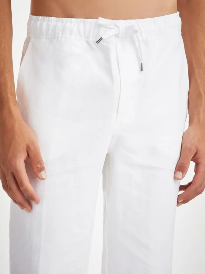 Linen Pants Men Derek Rose Pants Sydney Linen White