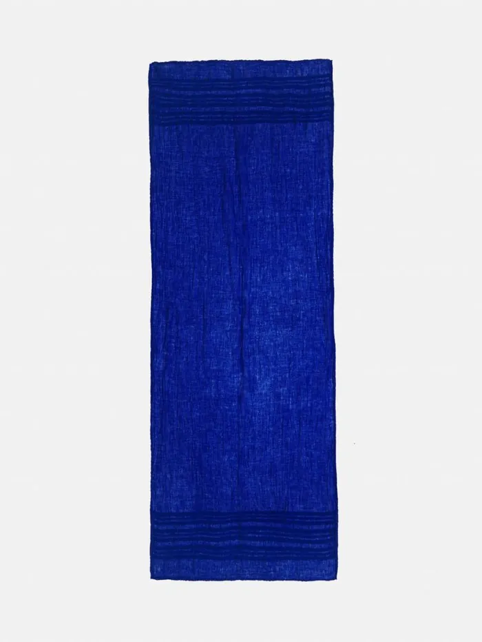 Linen Woven Scarf Blue Women Jigsaw Ponchos and Scarves