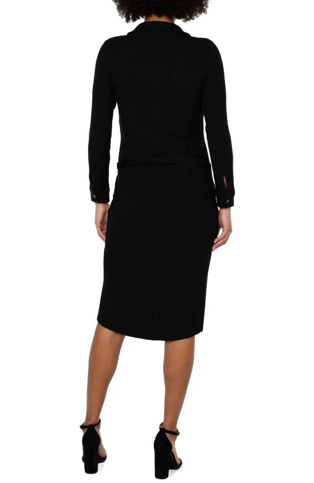 Liverpool Los Angeles Dresses BUTTON FRONT KNIT SHIRT DRESS Black 8211 Womens