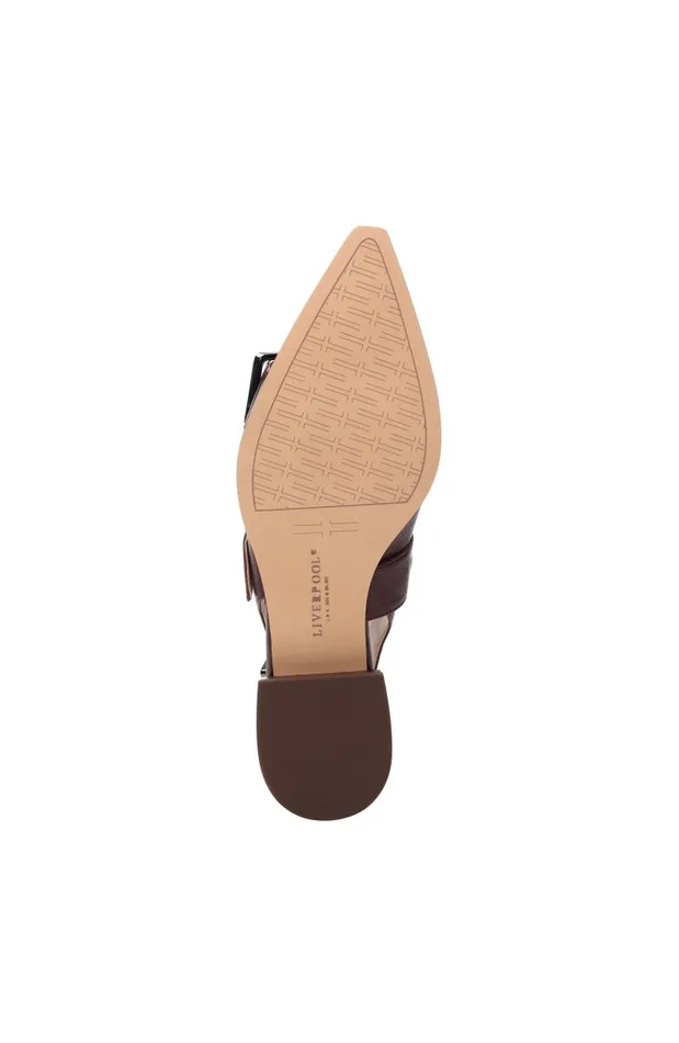 Liverpool Los Angeles Flats VILLA LEATHER SLINGBACK WITH DOUBLE BUCKLE Hickory 8211 Womens