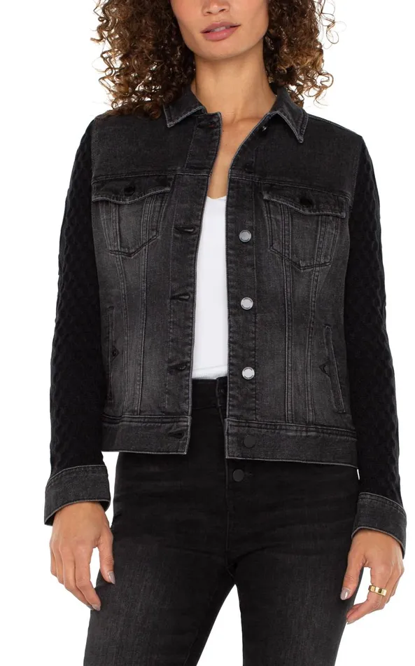 Liverpool Los Angeles Jackets DENIM JACKET WITH SWEATER SLEEVES Arvis Drive 8211 Womens