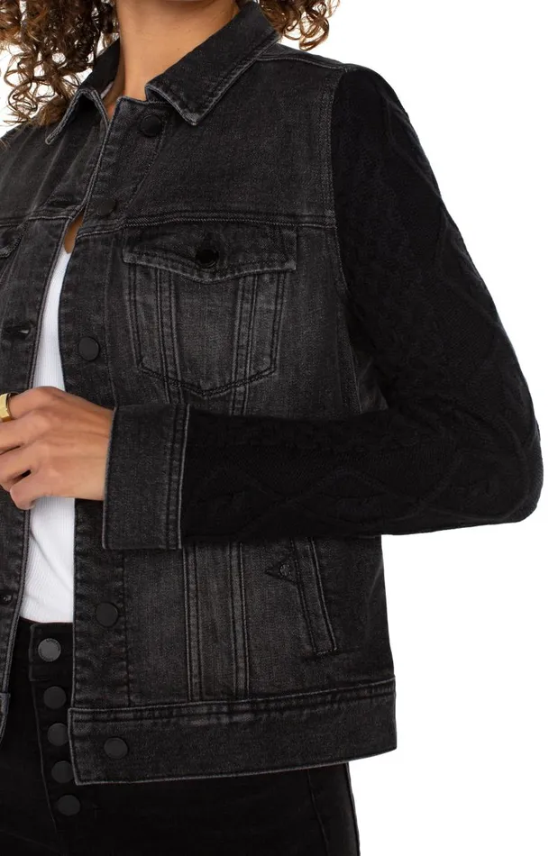 Liverpool Los Angeles Jackets DENIM JACKET WITH SWEATER SLEEVES Arvis Drive 8211 Womens