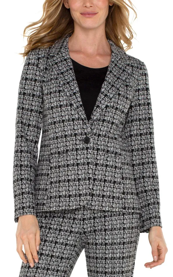 Liverpool Los Angeles Jackets FITTED BLAZER Black Grey Plaid 8211 Womens