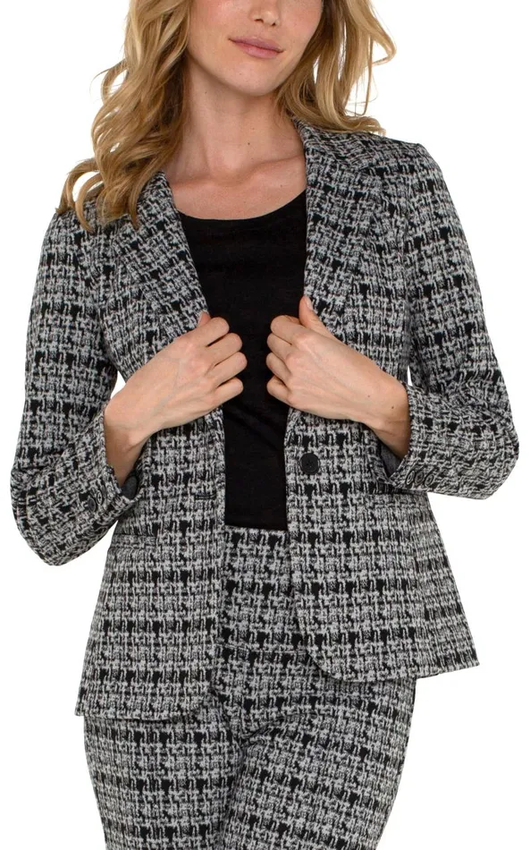 Liverpool Los Angeles Jackets FITTED BLAZER Black Grey Plaid 8211 Womens