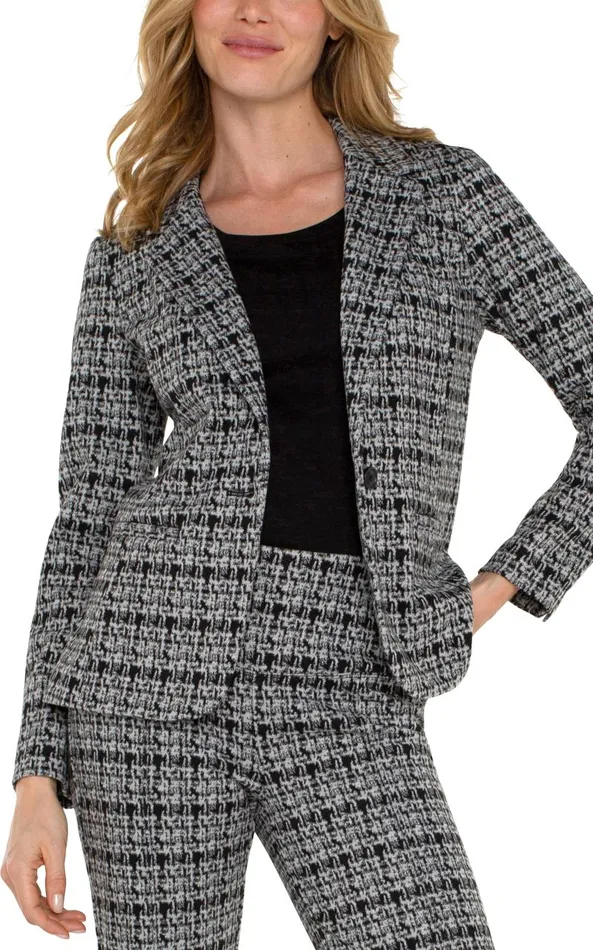 Liverpool Los Angeles Jackets FITTED BLAZER Black Grey Plaid 8211 Womens