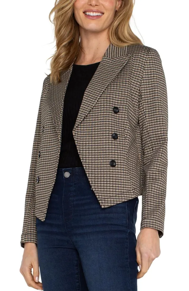 Liverpool Los Angeles Jackets OPEN FRONT BLAZER Black Tan Check 8211 Womens