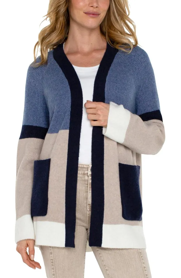 Liverpool Los Angeles Jackets OPEN FRONT COLOR BLOCK CARDIGAN Lapis Oatmeal 8211 Womens
