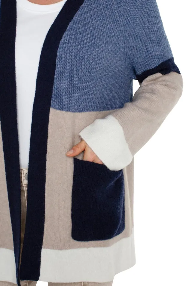 Liverpool Los Angeles Jackets OPEN FRONT COLOR BLOCK CARDIGAN Lapis Oatmeal 8211 Womens