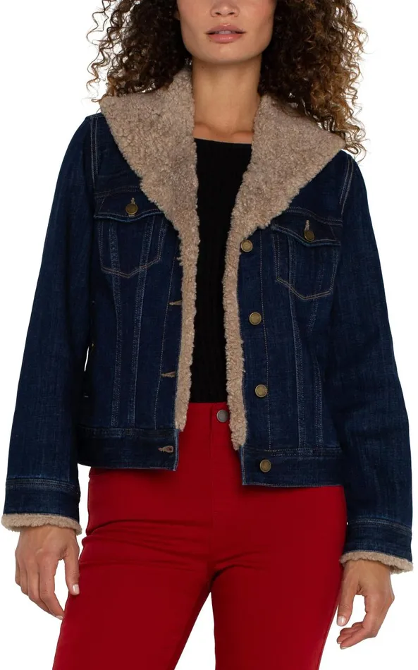 Liverpool Los Angeles Jackets SHERPA COLLAR TRUCKER JACKET Rinse 8211 Womens