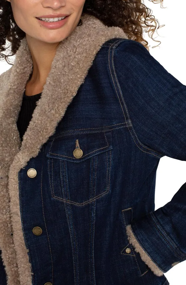 Liverpool Los Angeles Jackets SHERPA COLLAR TRUCKER JACKET Rinse 8211 Womens